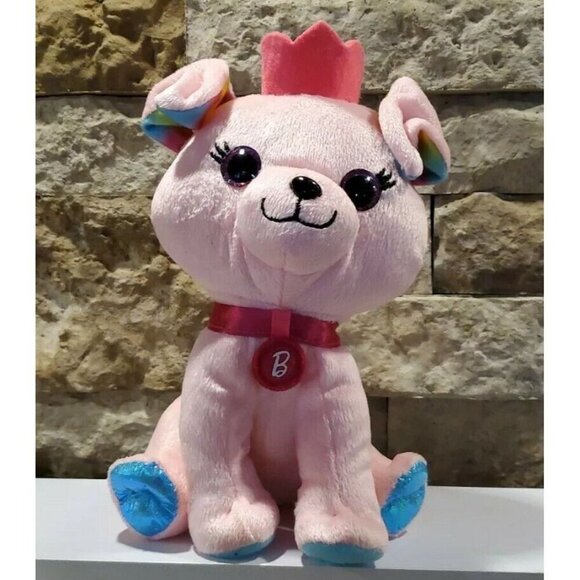 Barbie Mattel plush puppy 7 inches pink stuffed animal - Picture 1 of 7